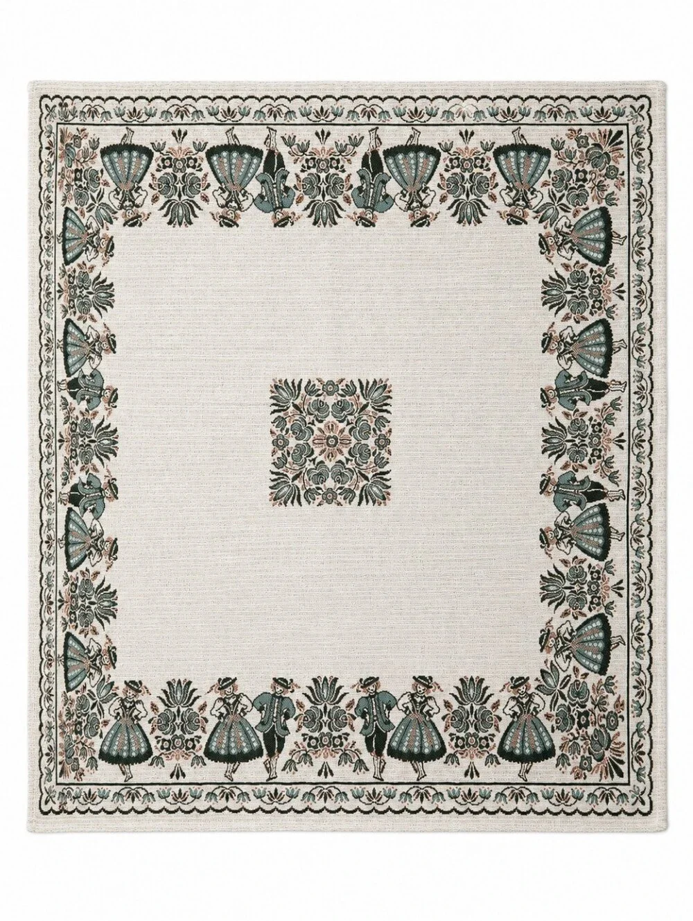 French Provencal Jacquard Woven Table Cloth Folkloric Border 32